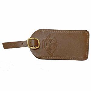 NEW! Vintage Ghurka Luggage Tag!  Brown Leather  Gold Hardware  Marley Hodgson